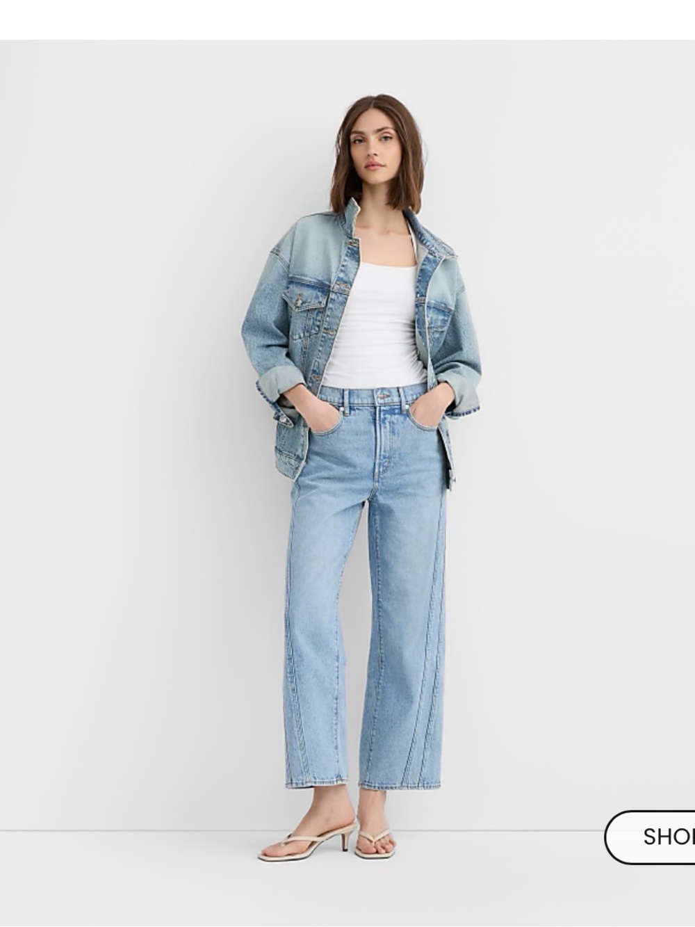 High Rise Wide Leg Crop Jeans in Original Medium Stone Wash